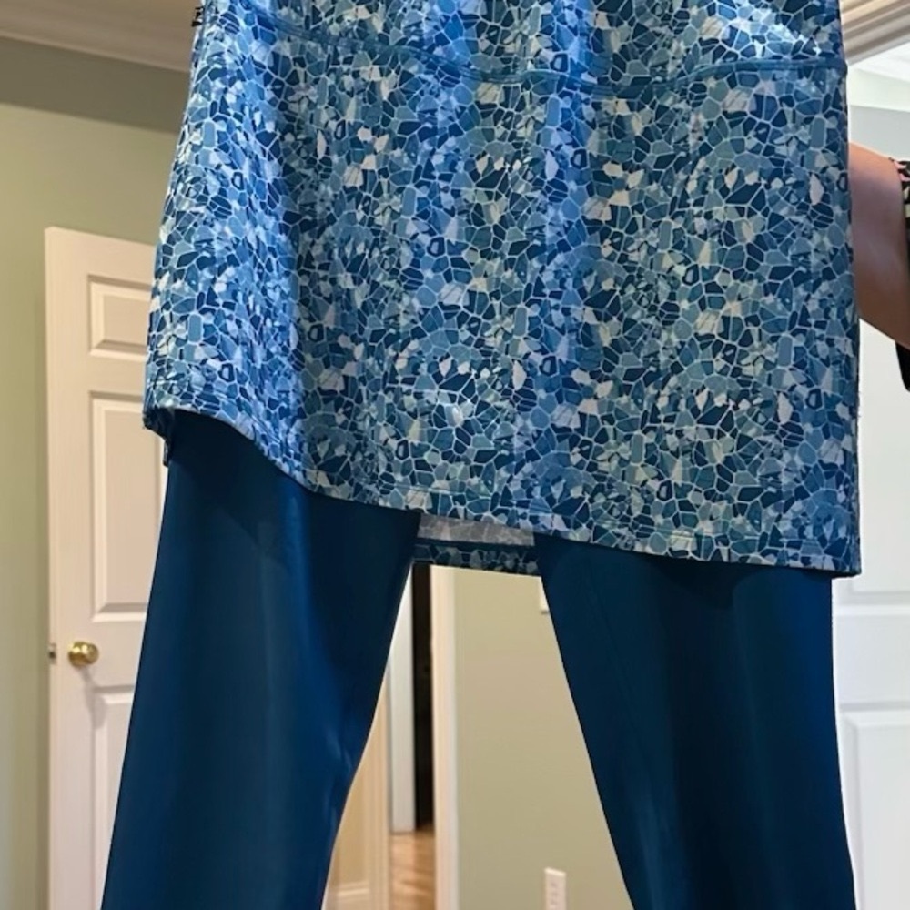 SkirtSports Blue Patterned Capri Skort.